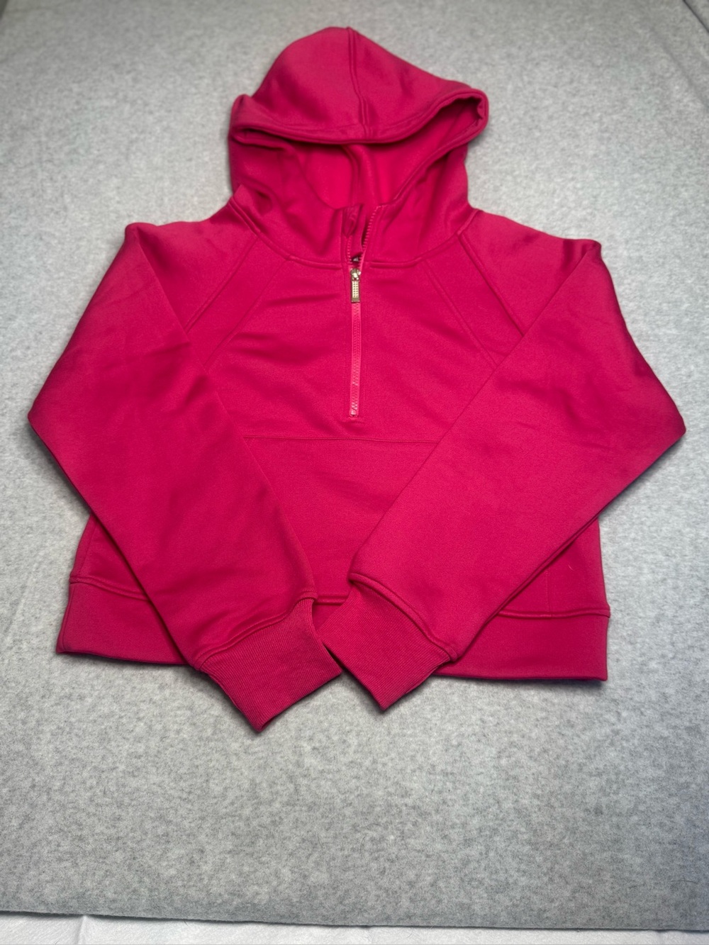 Women’s Hot Pink Half-Zip Hoodie Sweater Laslulu  Cropped Waist Size Medium